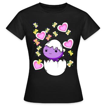 Dragon Pâques Oeuf Oeuf Coquille Dragon Enfant Bébé - T-shirt Femme - noir - Devant - AI Model Female 172 dark (172cm)