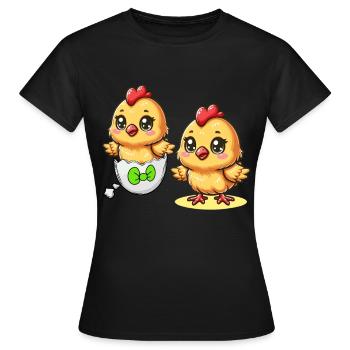 poussin oeuf de Pâques oeufs de Pâques oeufs de poule Enfant de Pâques - T-shirt Femme - noir - Devant - AI Model Female 172 dark (172cm)
