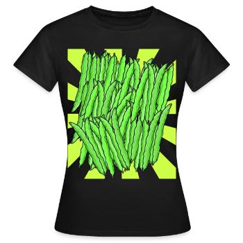 Grüne Bohnen Bohne Gemüse Retro Vintage - Frauen T-Shirt - Schwarz - Vorne - AI Model Female 172 dark (172cm)