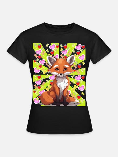 Fuchs Füchse Kinder Sommer Sommerzeit Retro bunt - Frauen T-Shirt - Schwarz