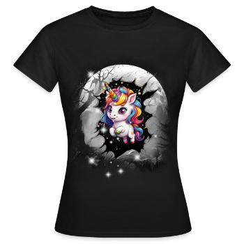 Unicorn Unicorn Mythical Creature Mythical Creature Kids - Women's T-Shirt - black - Front - AI Model Female 172 dark (172cm)