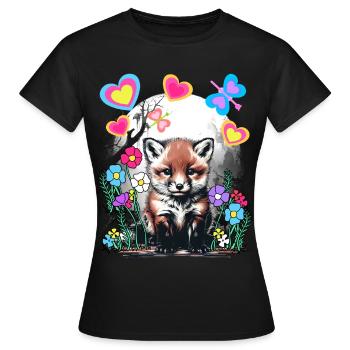 Printemps Rétro Renards Renards Début de printemps - T-shirt Femme - noir - Devant - AI Model Female 172 dark (172cm)