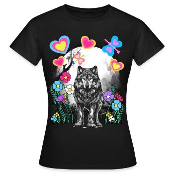 Loups Rétro Loups Conte de Fées Conte de Fées Personnage Vintage - T-shirt Femme - noir - Devant - AI Model Female 172 dark (172cm)