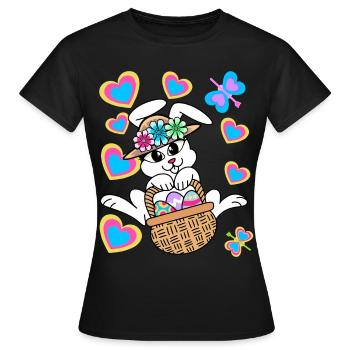 Lapin de Pâques Oeufs de lapin de Pâques Oeufs de Pâques - T-shirt Femme - noir - Devant - AI Model Female 172 dark (172cm)