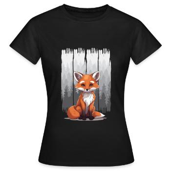 Fox Foxes Kids Kid Teen - Women's T-Shirt - black - Front - AI Model Female 172 dark (172cm)