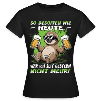 So besoffen wie heute Faultier | Sloth | Bier - Frauen T-Shirt - Schwarz - Vorne - AI Model Female 172 dark (172cm)