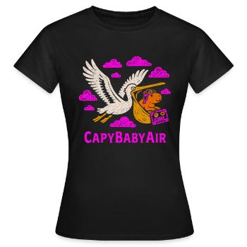 CapyBabyAir Shirt – süßes Schwangerschafts-T-Shirt für Mütter - Frauen T-Shirt - Schwarz - Vorne - AI Model Female 172 dark (172cm)