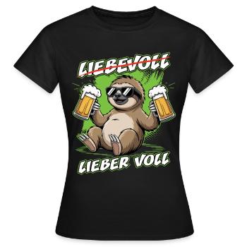 Bier Faultier | Liebevoll lieber voll Sloth - Frauen T-Shirt - Schwarz - Vorne - AI Model Female 172 dark (172cm)