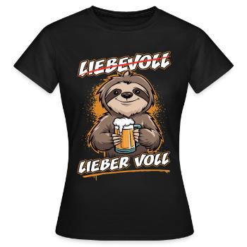 Bier Faultier | Liebevoll lieber voll Sloth - Frauen T-Shirt - Schwarz - Vorne - AI Model Female 172 dark (172cm)