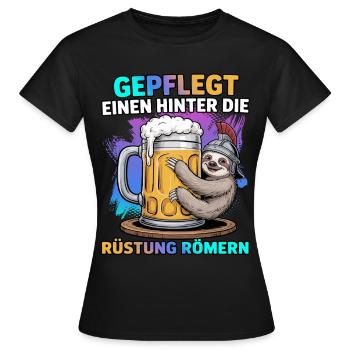Gepflegt einen hinter die Rüstung römern Faultier - Frauen T-Shirt - Schwarz - Vorne - AI Model Female 172 dark (172cm)