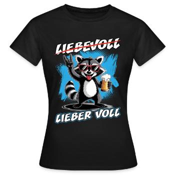 Bier | Liebevoll lieber voll | Waschbär - Frauen T-Shirt - Schwarz - Vorne - AI Model Female 172 dark (172cm)