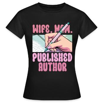 Author Authors Mother - Women's T-Shirt - black - Front - AI Model Female 172 dark (172cm)