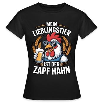Mein Lieblingstier ist der Zapf Hahn | Bier - Frauen T-Shirt - Schwarz - Vorne - AI Model Female 172 dark (172cm)