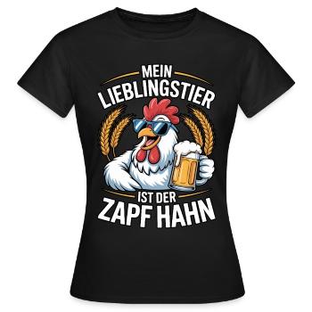 Mein Lieblingstier ist der Zapf Hahn | Bier - Frauen T-Shirt - Schwarz - Vorne - AI Model Female 172 dark (172cm)
