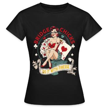 Les Bridge Players Bridge Chicks le font avec finesse - T-shirt Femme - noir - Devant - AI Model Female 172 dark (172cm)