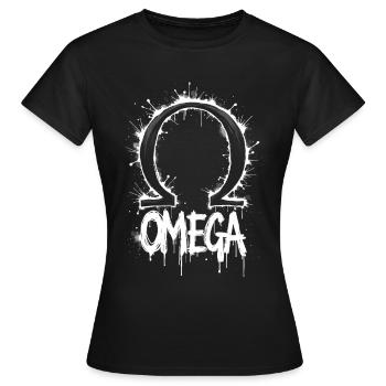 Omega Symbol Splash - Frauen T-Shirt - Schwarz - Vorne - AI Model Female 172 dark (172cm)