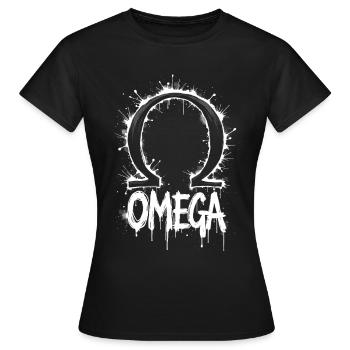 Omega Symbol Splash - Frauen T-Shirt - Schwarz - Vorne - AI Model Female 172 dark (172cm)