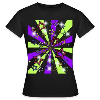 Retro Sterne 60er Vintage - Frauen T-Shirt - Schwarz - Vorne - AI Model Female 172 dark (172cm)