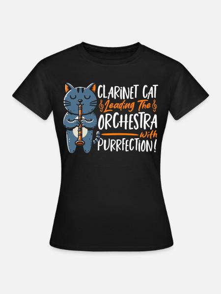 Clarinette Musique Orchestre Clarinette Chat - T-shirt Femme - noir