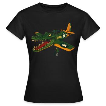 Brainrot Bombardino Crocodilo – Drôle Meme Croco - T-shirt Femme - noir - Devant - AI Model Female 172 dark (172cm)