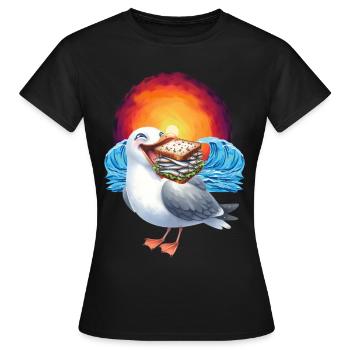 Sandwidsch Hering Fisch Möwe maritim - Frauen T-Shirt - Schwarz - Vorne - AI Model Female 172 dark (172cm)