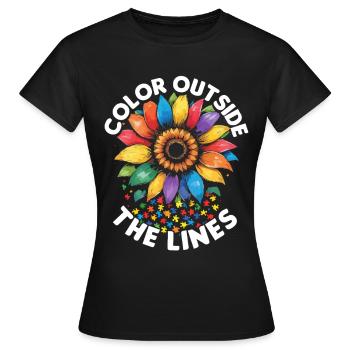 Autist Autistisch Autismus Color outside the lines - Frauen T-Shirt - Schwarz - Vorne - AI Model Female 172 dark (172cm)