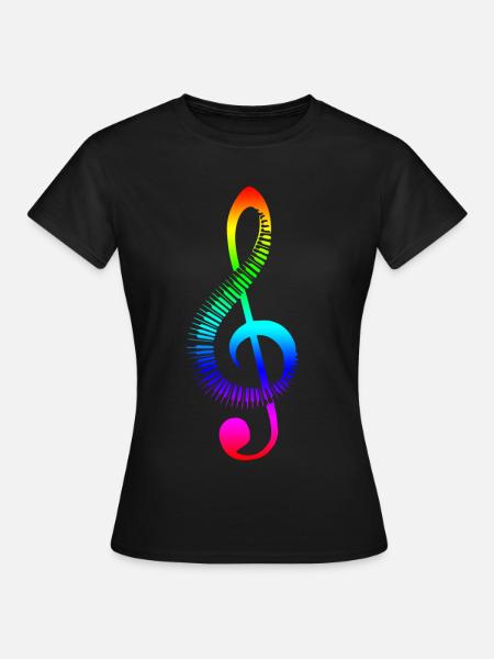 Notenschlüssel Regenbogen - Frauen T-Shirt - Schwarz