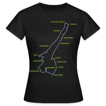 Lac de Garde avec des endroits - Lac de Garde - T-shirt Femme - noir - Devant - AI Model Female 172 dark (172cm)