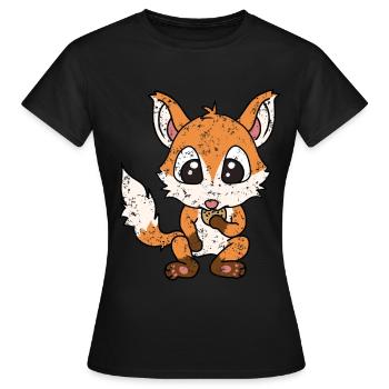 Little Fox Hunger Cookies Style Rétro Vintage - T-shirt Femme - noir - Devant - AI Model Female 172 dark (172cm)