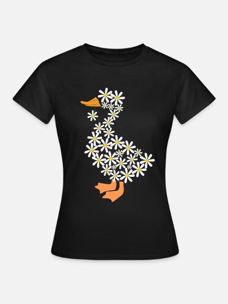 Daisy grappige gans van bloemen - Dame-T-shirt - sort