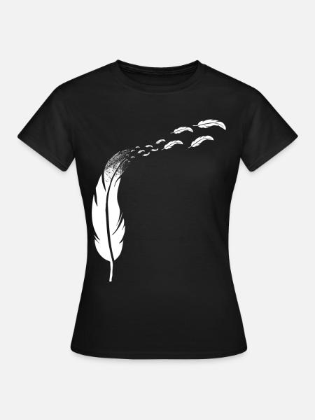 Feder Federschmuck - fliegende Federn - Frauen T-Shirt - Schwarz