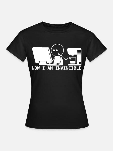 Admin Programmierer Nerd mit Kaffee - Frauen T-Shirt - Schwarz