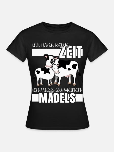 Kuh mit Kalb keine Zeit lustiger Spruch - Frauen T-Shirt - Schwarz