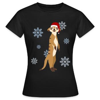 Meerkat Christmas Santa Hat - Women's T-Shirt - black - Front - AI Model Female 172 dark (172cm)