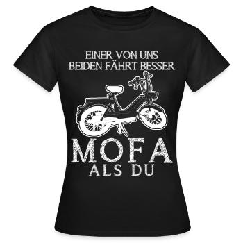 Mofa lustiger Moped Spruch Besser als du - Frauen T-Shirt - Schwarz - Vorne - AI Model Female 172 dark (172cm)