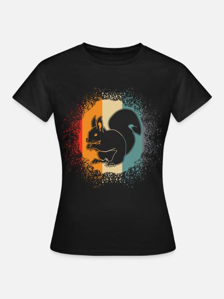 Eichhörnchen Squirrel - Retro Eichörnchen - Frauen T-Shirt - Schwarz