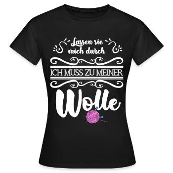 Stricken Wolle Strickerin Spruch lustig - Frauen T-Shirt - Schwarz - Vorne - AI Model Female 172 dark (172cm)