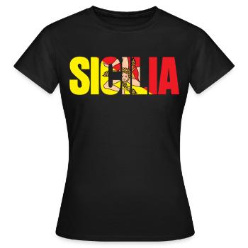 Sicile Drapeau Sicilia Blason - T-shirt Femme - noir - Devant - AI Model Female 172 dark (172cm)