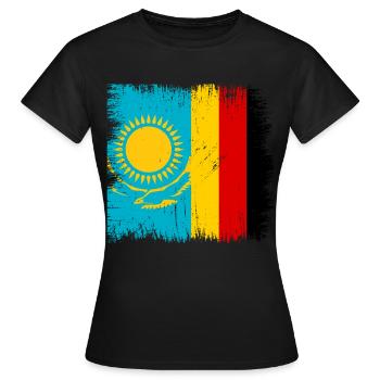 Kazakhstan Allemagne drapeau Kazakhstan - T-shirt Femme - noir - Devant - AI Model Female 172 dark (172cm)