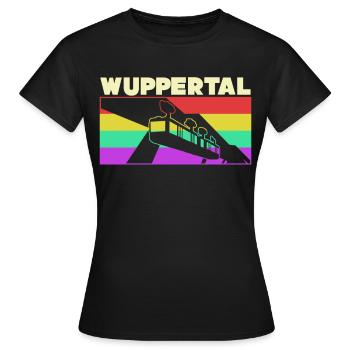 Wupptertaler Schwebebahn Retro Wuppertal - Frauen T-Shirt - Schwarz - Vorne - AI Model Female 172 dark (172cm)
