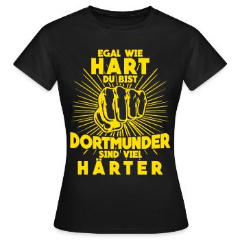 Dortmunder sind härter Dortmund - Frauen T-Shirt - Schwarz - Vorne - AI Model Female 172 dark (172cm)