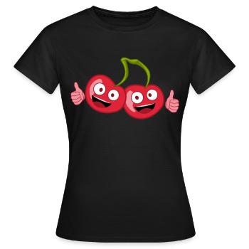 Cerises Pouce levé Cerises Cerise - T-shirt Femme - noir - Devant - AI Model Female 172 dark (172cm)