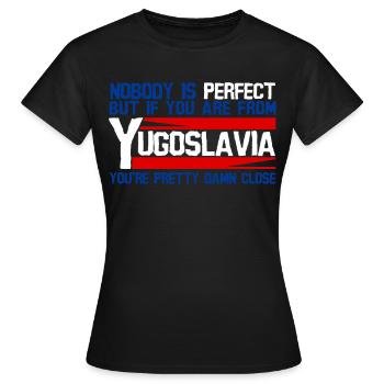 Yugoslavia proverbe blague Yougoslavie - T-shirt Femme - noir - Devant - AI Model Female 172 dark (172cm)