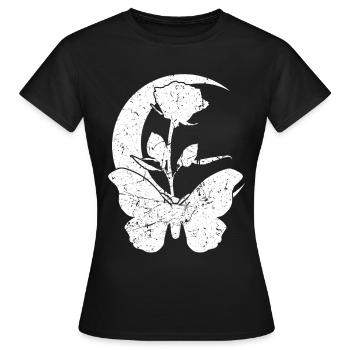 Motten Lune Rose Motte - T-shirt Femme - noir - Devant - AI Model Female 172 dark (172cm)