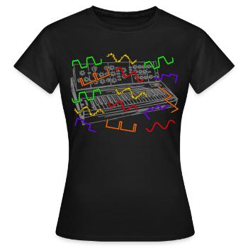 Synthétiseurs analogiques Synthétiseurs - T-shirt Femme - noir - Devant - AI Model Female 172 dark (172cm)