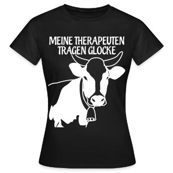 Vache Allgäu avec cloche Allgäuer - T-shirt Femme - noir - Devant - AI Model Female 172 dark (172cm)