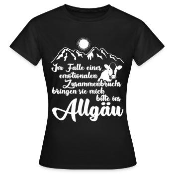 Allgäu Randonnée Vacances Allgäuer - T-shirt Femme - noir - Devant - AI Model Female 172 dark (172cm)