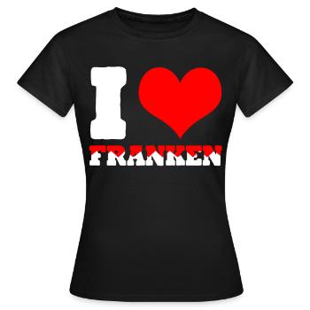 Franke J’aime la Franconie - T-shirt Femme - noir - Devant - AI Model Female 172 dark (172cm)