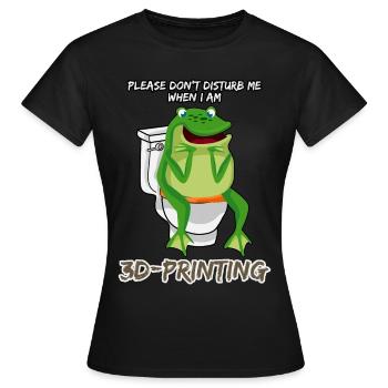 Imprimante 3D Frog pooping Imprimante 3D - T-shirt Femme - noir - Devant - AI Model Female 172 dark (172cm)