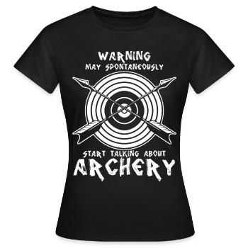 Arc de tir à l’arc 3D Archer Longbow - T-shirt Femme - noir - Devant - AI Model Female 172 dark (172cm)